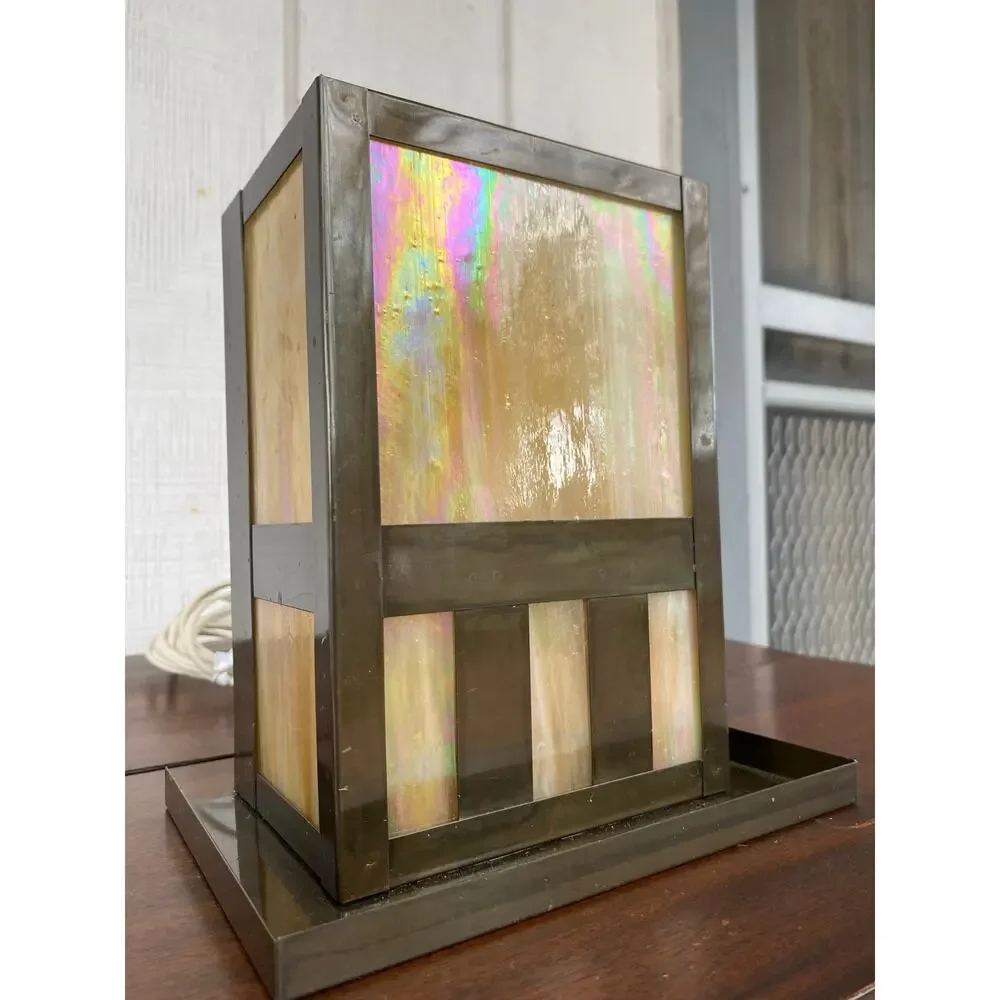 Arts and Crafts Mission Slag Glass Lamp Converted from Wall Sconce